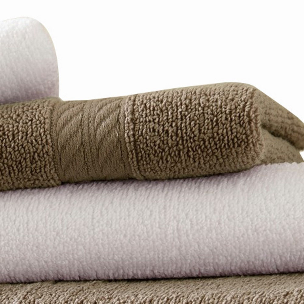 Dana 6 Piece Soft Egyptian Cotton Towel Set Striped Pattern Taupe White By Casagear Home BM284585