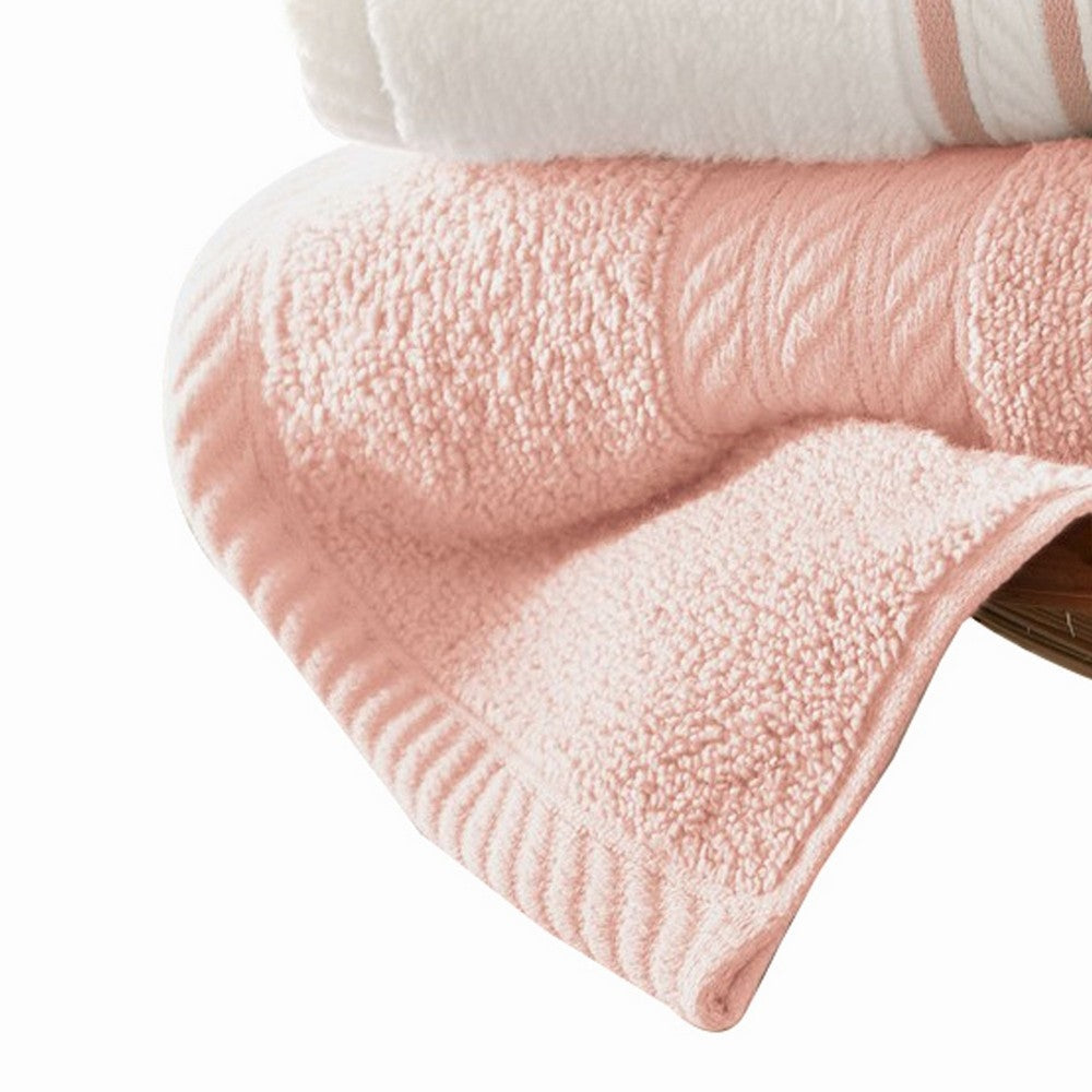 Dana 6 Piece Soft Egyptian Cotton Towel Set Striped Pattern Pink White By Casagear Home BM284587