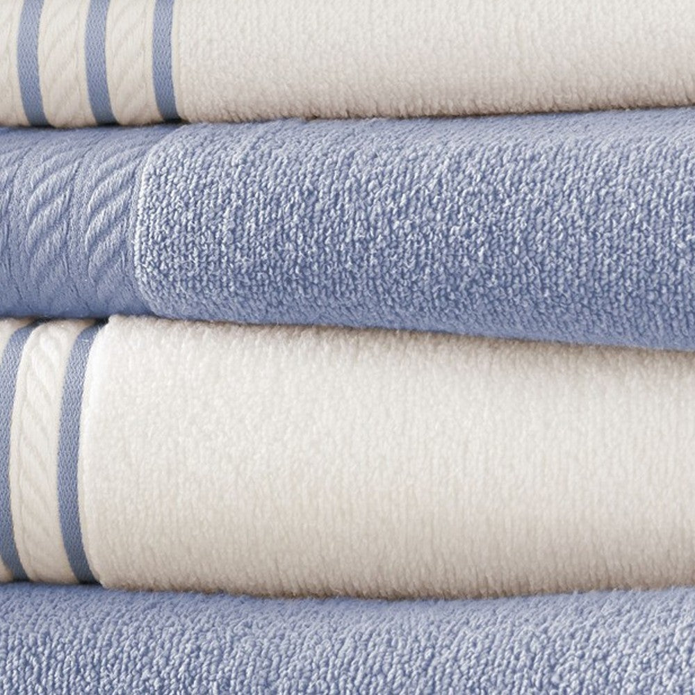 Dana 6 Piece Soft Egyptian Cotton Towel Set Striped Sky Blue White By Casagear Home BM284588