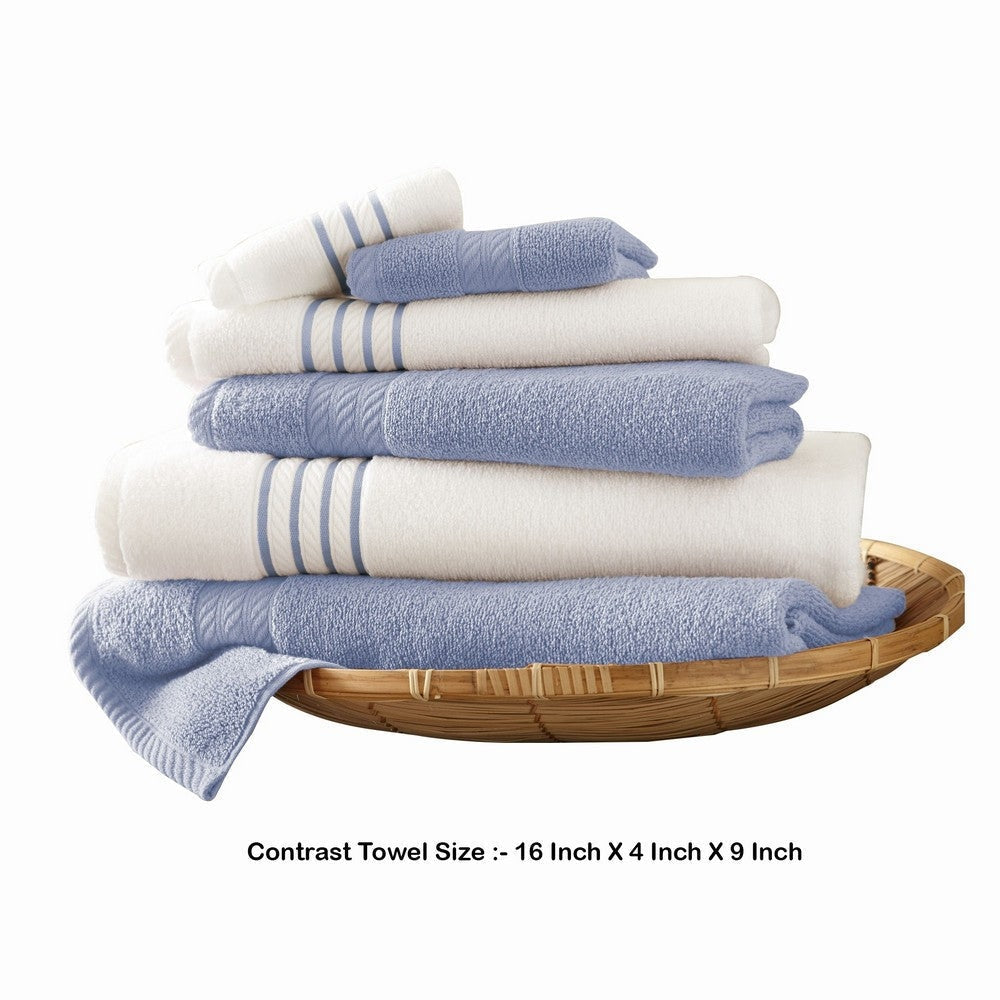 Dana 6 Piece Soft Egyptian Cotton Towel Set Striped Sky Blue White By Casagear Home BM284588