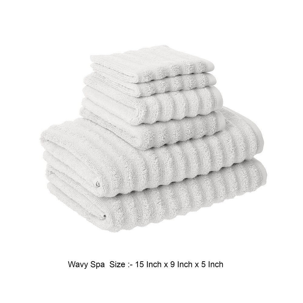 Cora 6 Piece Soft Egyptian Cotton Towel Set Classic Textured Design White By Casagear Home BM284589