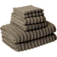 Cora 6 Piece Soft Egyptian Cotton Towel Set, Classic Textured Design, Brown By Casagear Home