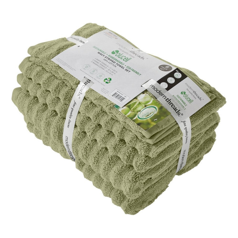 Cora 6 Piece Soft Egyptian Cotton Towel Set Classic Textured Mint Green By Casagear Home BM284594