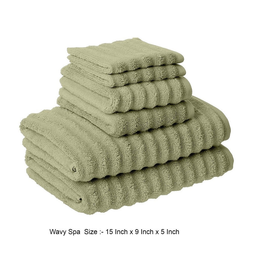 Cora 6 Piece Soft Egyptian Cotton Towel Set Classic Textured Mint Green By Casagear Home BM284594