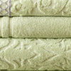 Noa 6 Piece Soft Egyptian Cotton Towel Set Solid Damask Trim Green By Casagear Home BM284598