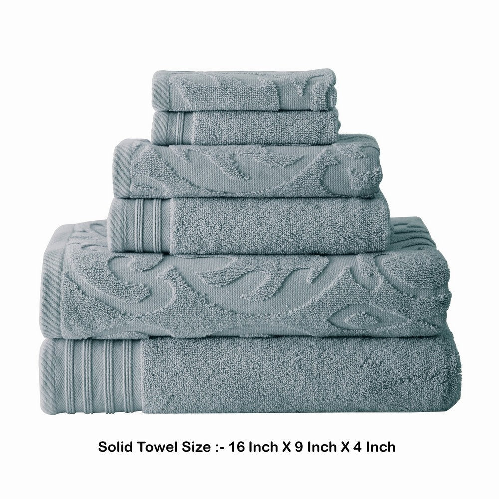 Oya 6 Piece Soft Egyptian Cotton Towel Set Medallion Pattern Blue Gray By Casagear Home BM284605