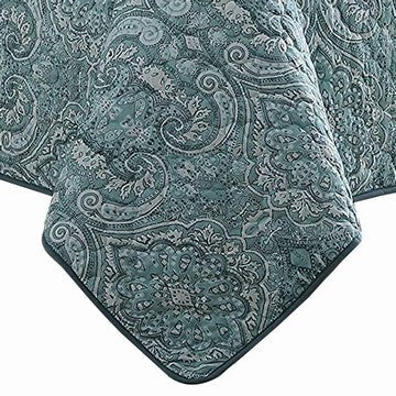 Joe 6 Piece King Microfiber Quilt Set Medallion Design Reversible Blue By Casagear Home BM284613