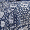 Ann 6 Piece King Size Polyester Quilt Set Flowers Reversible Navy Blue By Casagear Home BM284615