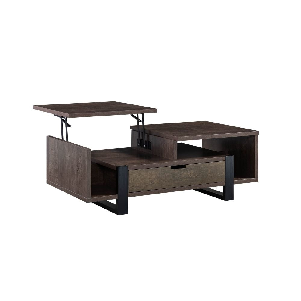 47 Inch Modern Coffee Table 1 Drawer 4 Shelves Half Lift Top Brown By Casagear Home BM284685