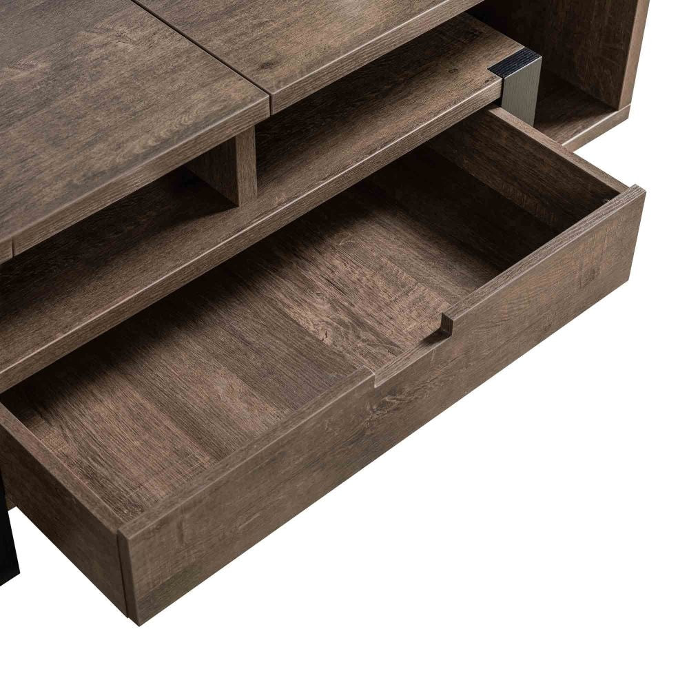 47 Inch Modern Coffee Table 1 Drawer 4 Shelves Half Lift Top Brown By Casagear Home BM284685