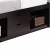 Modern Twin Low Platform Bed 2 Drawers on Metal Glides 2 Cubbies Brown By Casagear Home BM284695