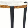 18 Inch Side Table Agate Stone Top Aluminum Tri Legs Modern White By Casagear Home BM284697