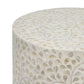 18 Inch Luxury Accent Table Stool Foliage Star Pattern Champagne White By Casagear Home BM284705