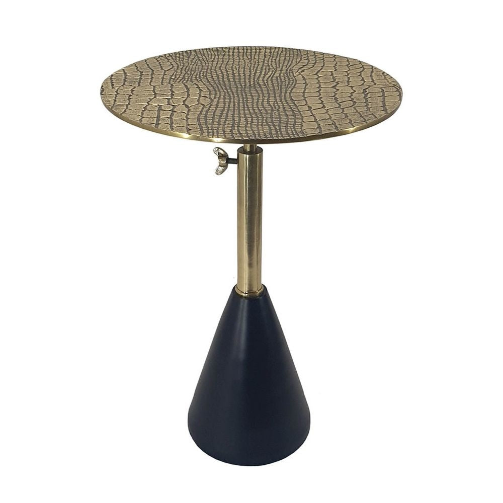 20 Inch Modern Aluminum Accent Table Crocodile Textured Table Gold Black By Casagear Home BM284706