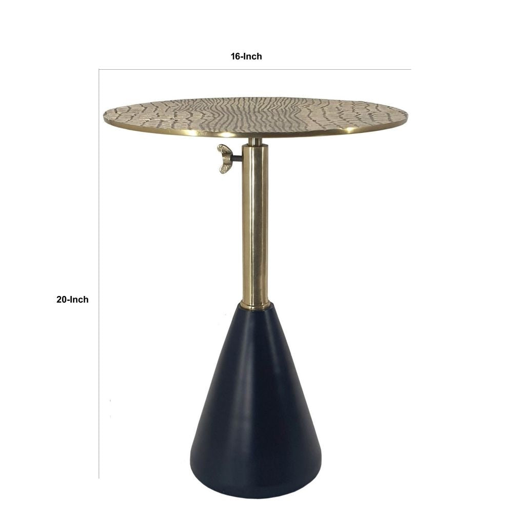 20 Inch Modern Aluminum Accent Table Crocodile Textured Table Gold Black By Casagear Home BM284706