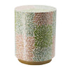 14 Inch Cylindrical Capiz Shell Accent Table Stool Elegant Leaves Pattern By Casagear Home BM284711