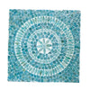 14 Inch Capiz Accent Table Stool Blue Mosaic Geometric Hourglass Shape By Casagear Home BM284712