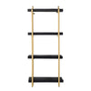 44 Inch Modern Wood Four Tier Shelf Natural Rattan Braiding Gold Black By Casagear Home BM284767