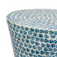 Ivy 20 Inch Luxury Accent Table Stool Mosaic Tile Pattern White Blue By Casagear Home BM284768