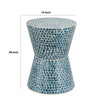 Ivy 20 Inch Luxury Accent Table Stool Mosaic Tile Pattern White Blue By Casagear Home BM284768