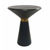 22 Inch Round Mango Wood Side Table Smooth Brass Accents Black Finish By Casagear Home BM284779