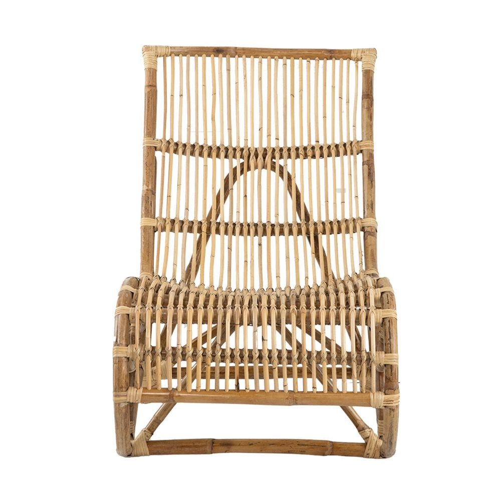 35 Inch Retro Style Rattan Lounge Chair Slatted Support Natural Brown By Casagear Home BM284789