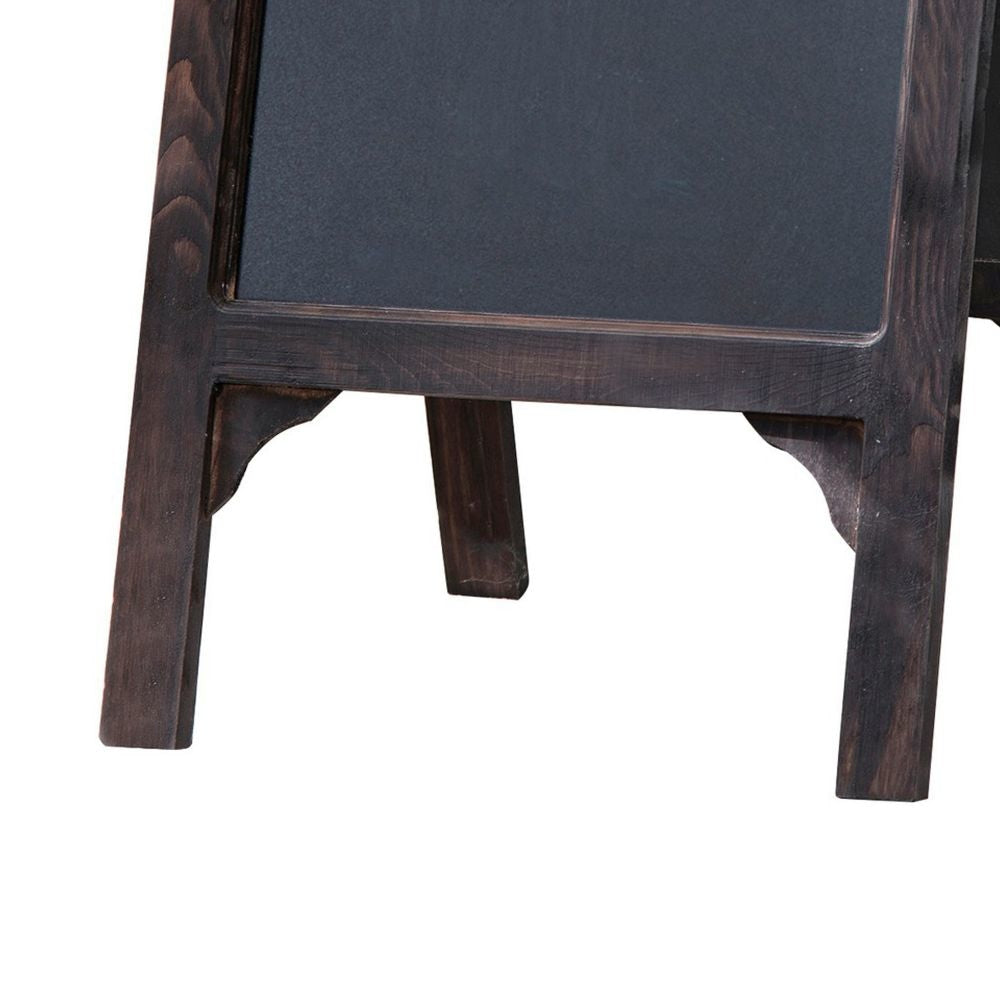 25 Inch Classic Wood Blackboard Stand Dual Framed Carved Details Brown By Casagear Home BM284797