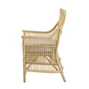 23 Inch Rattan Dining Armchair White Fabric Padded Seat Natural Brown By Casagear Home BM284802