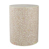 20 Inch Round Side End Table Filigree Bone Inlay Wood Pale Pink White By Casagear Home BM284807