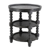 Jake 25 Inch 3 Tier Side Table, Fir Wood, 2 Woven Wicker Shelves, Black By Casagear Home