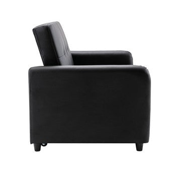 Duo 52 Inch Convertible Sleeper Loveseat USB Ports Reclining Black By Casagear Home BM284851