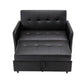 Duo 52 Inch Convertible Sleeper Loveseat USB Ports Reclining Black By Casagear Home BM284851