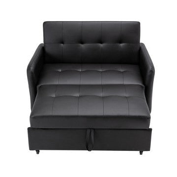 Duo 52 Inch Convertible Sleeper Loveseat USB Ports Reclining Black By Casagear Home BM284851