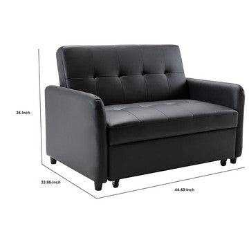 Duo 52 Inch Convertible Sleeper Loveseat USB Ports Reclining Black By Casagear Home BM284851