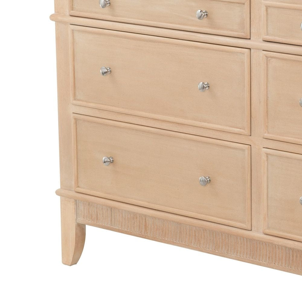 52 Inch Modern Dresser Chest 6 Drawers Metal Knobs Natural Brown By Casagear Home BM284911