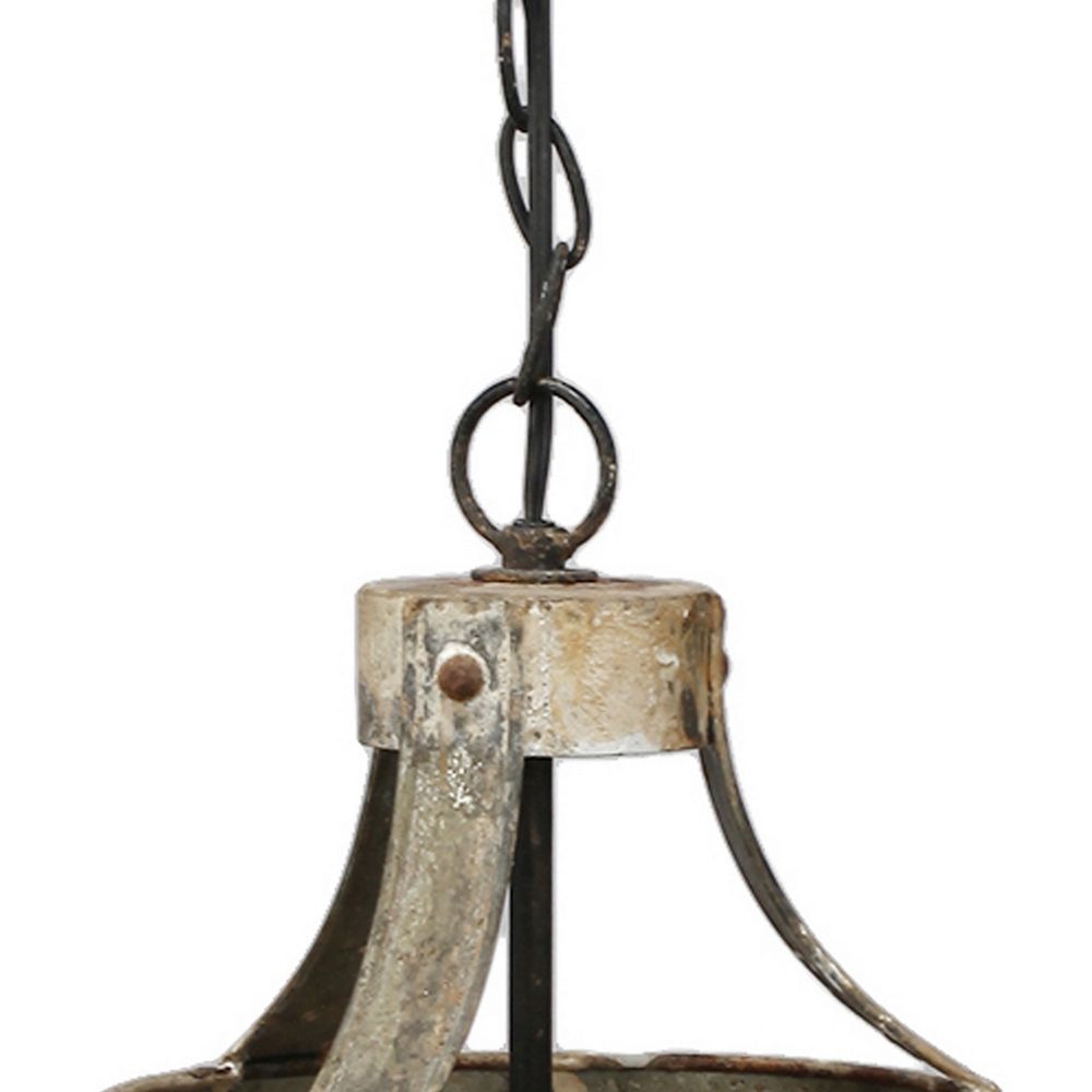 8 Inch Rustic Chandelier Pendant Light Iron Vintage Aged Galvanized Gray By Casagear Home BM284917