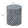 16 Inch Accent Stool Table Drum Shape Wood With Mosaic White Black By Casagear Home BM284921