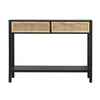 Dana 39 Inch Sofa Console Table 2 Rattan Drawers Black Finish Brown By Casagear Home BM284930