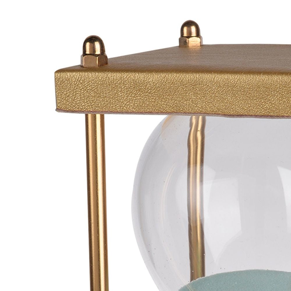 Doug Inch 30 Minute Sand Hourglass with Modern Stand Included Gold Blue By Casagear Home BM284947