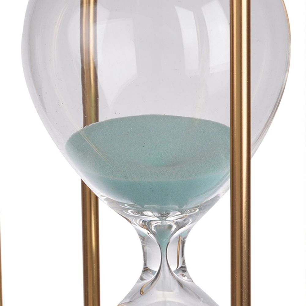 Doug Inch 30 Minute Sand Hourglass with Modern Stand Included Gold Blue By Casagear Home BM284947