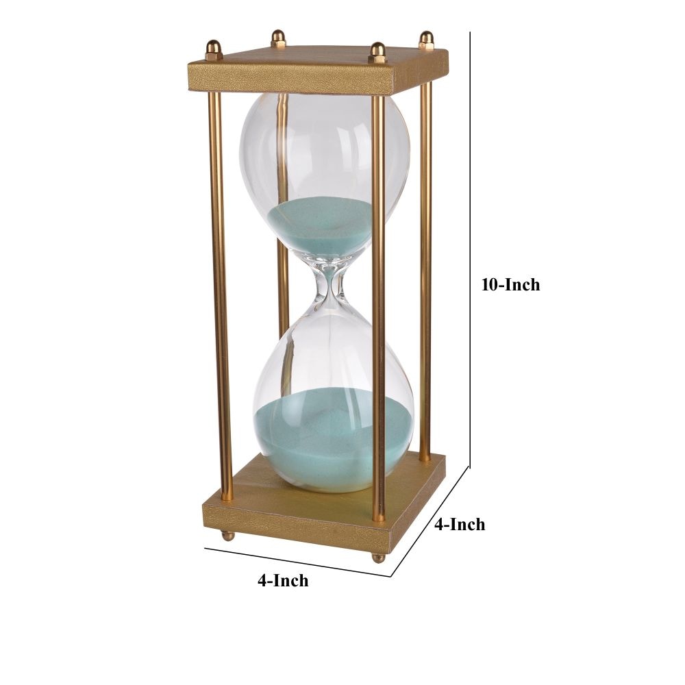 Doug Inch 30 Minute Sand Hourglass with Modern Stand Included Gold Blue By Casagear Home BM284947