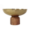 Roe 10 Inch Medium Acacia Wood Table Bowl Steel Decorative Gold Brown By Casagear Home BM284951