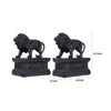 Ari Set of 2 Classic Bookends Lion Statuette Figurines Glossy Black Resin By Casagear Home BM284983