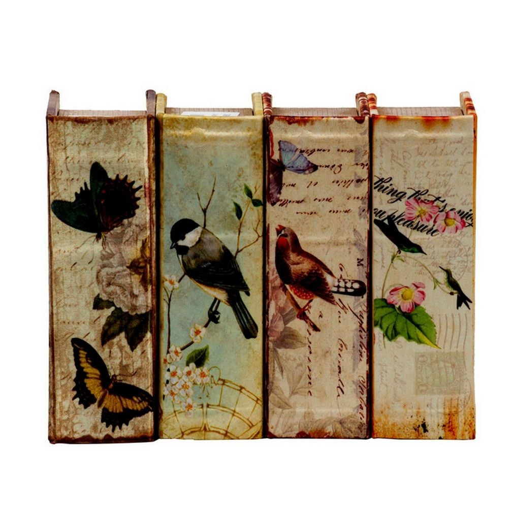 Anya Set of 4 Artisanal Boxes for Accessories Book Inspired Look Birds By Casagear Home BM284995