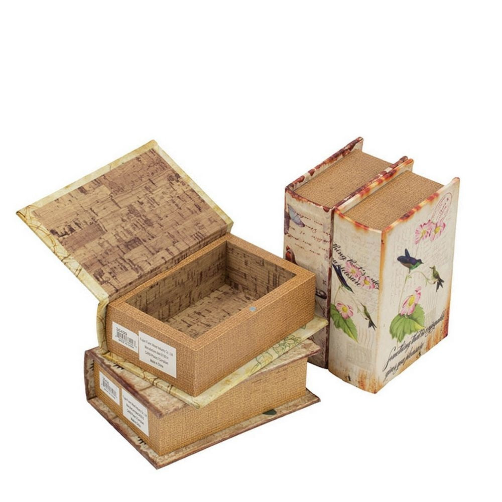 Anya Set of 4 Artisanal Boxes for Accessories Book Inspired Look Birds By Casagear Home BM284995