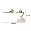 Sue 25 Inch Accent Decor Sculpture 2 Birds Sitting on Branch Gold White By Casagear Home BM285004