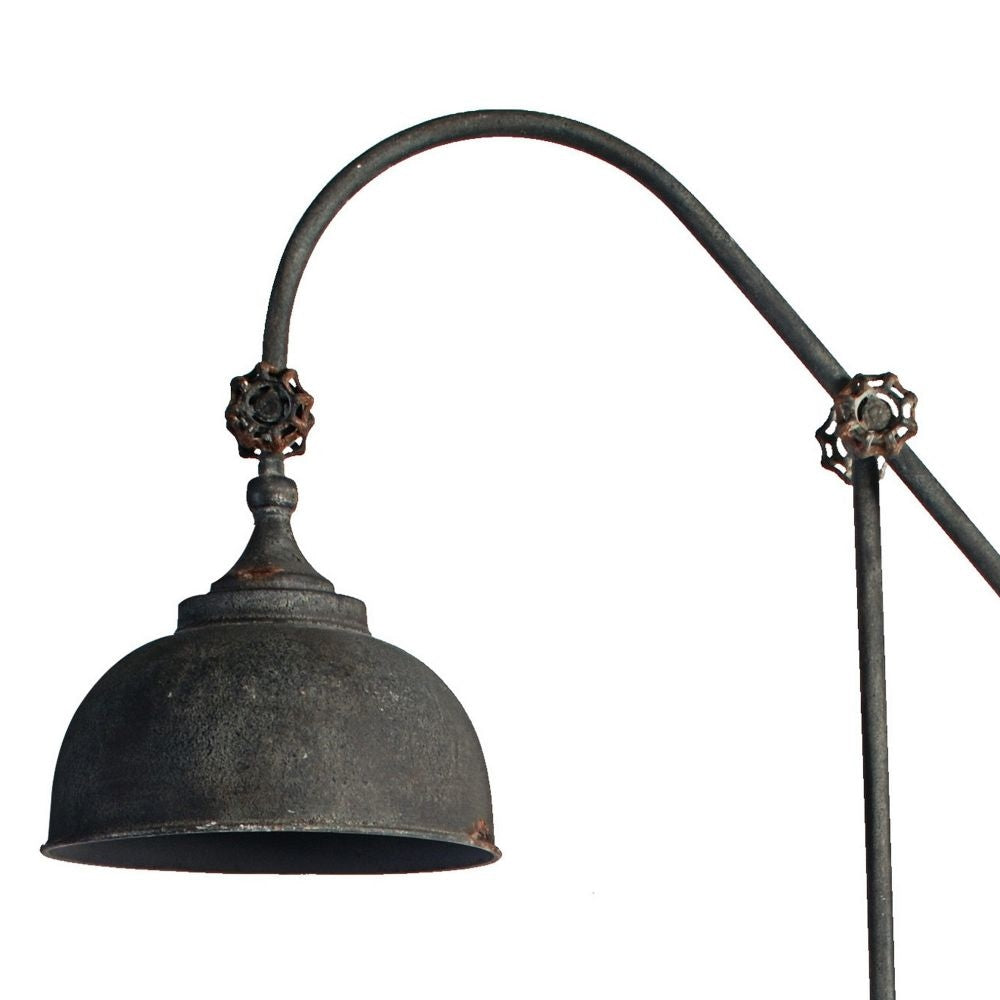 67 Inch Iron Floor Lamp Adjustable Length Arm Industrial Antique Black By Casagear Home BM285020