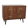 39 Inch Sideboard Cabinet Console Table, Double Doors, Gold Accents, Brown By Casagear Home