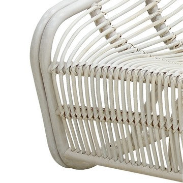 32 Inch Accent Chair Woven Wicker Curved Back Sleigh Base Modern White By Casagear Home BM285079