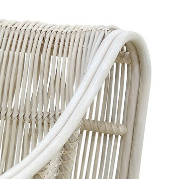 32 Inch Accent Chair Woven Wicker Curved Back Sleigh Base Modern White By Casagear Home BM285079